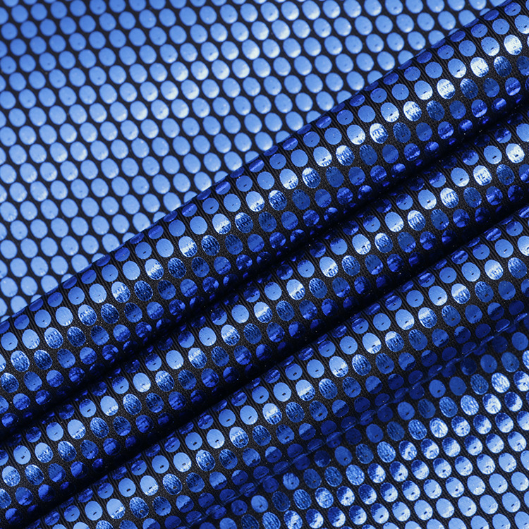 55d烫金珠光布 闪亮网眼涤纶布料 190g弹力镭射仿珠片舞台服面料