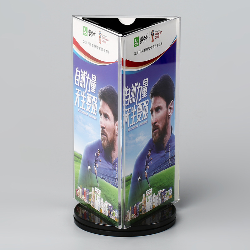 透明亚克力三面旋转台卡立牌展示牌 广告牌三角桌牌 新品上架