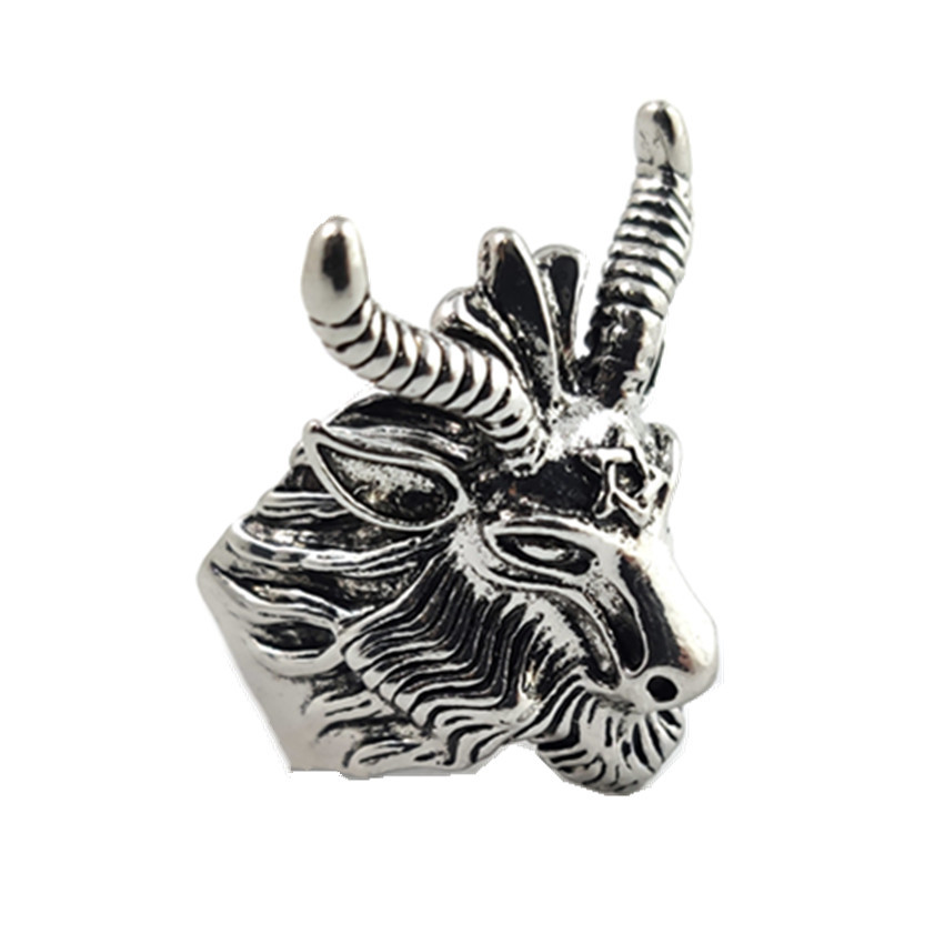 朋克风摇滚重金属钛钢不锈钢山羊五芒星戒指男士女士指环霸气