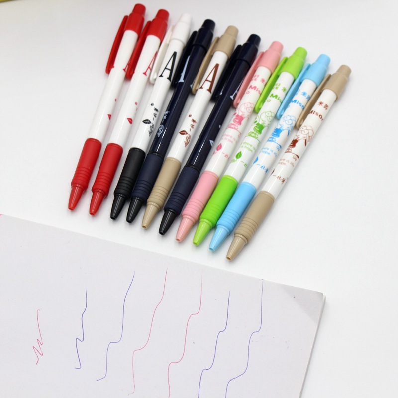 批发按动圆珠笔一支笔油笔商务办公原子笔学生中油笔蓝色红色文具