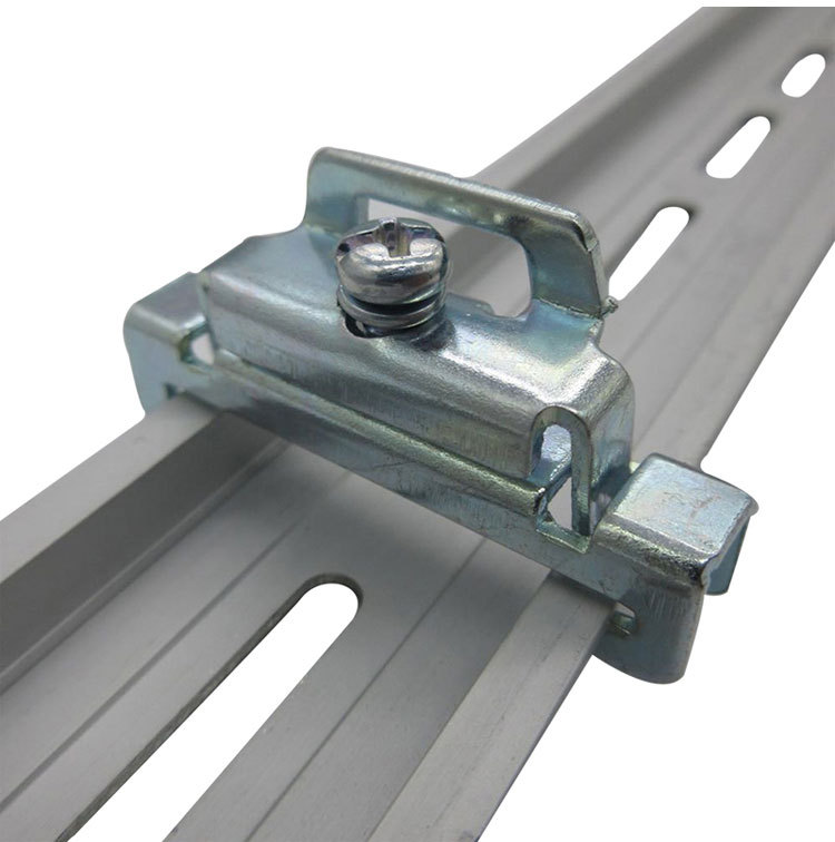 钢质终端固定件dw-7导轨铁堵头环保镀蓝白锌双层单螺丝导轨固定件