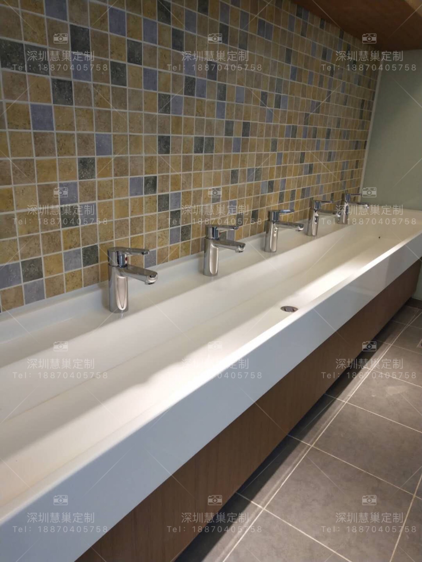 工厂直销幼儿园人造石洗手面盆壁挂式洗手池儿童亚克力长条形水槽