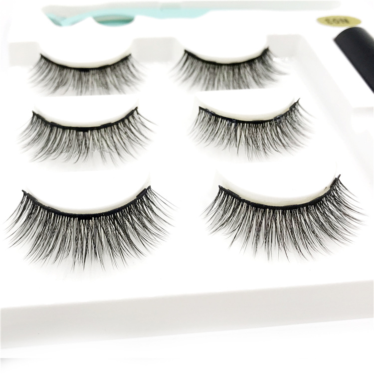 Three Pairs of Magnet False Eyelashes Magnetic Force Liquid Eyeliner Eyelash Set Glue-Free Ten Magnet Eyelash Set