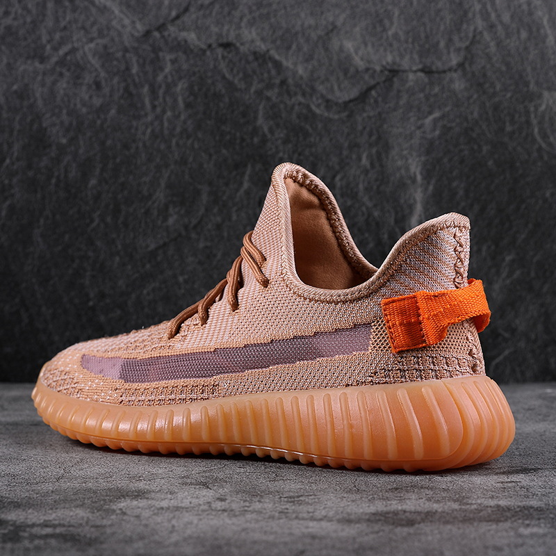 夏季情侣运动男鞋珊瑚橙椰子yezzy350v2兵马俑透气网面飞织旅游鞋