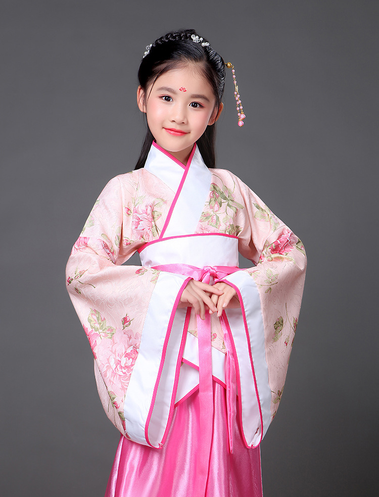 儿童古装汉服女童襦裙中国风仙女演出服古代公主古筝影楼写真服装