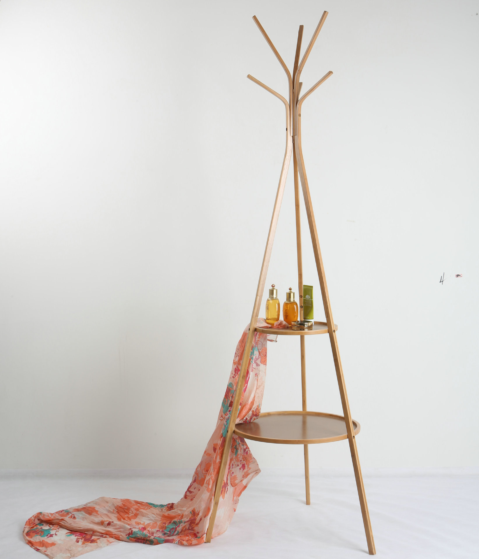 简易衣帽架创意客厅挂衣架竹制落地衣服架子卧室移动收纳架