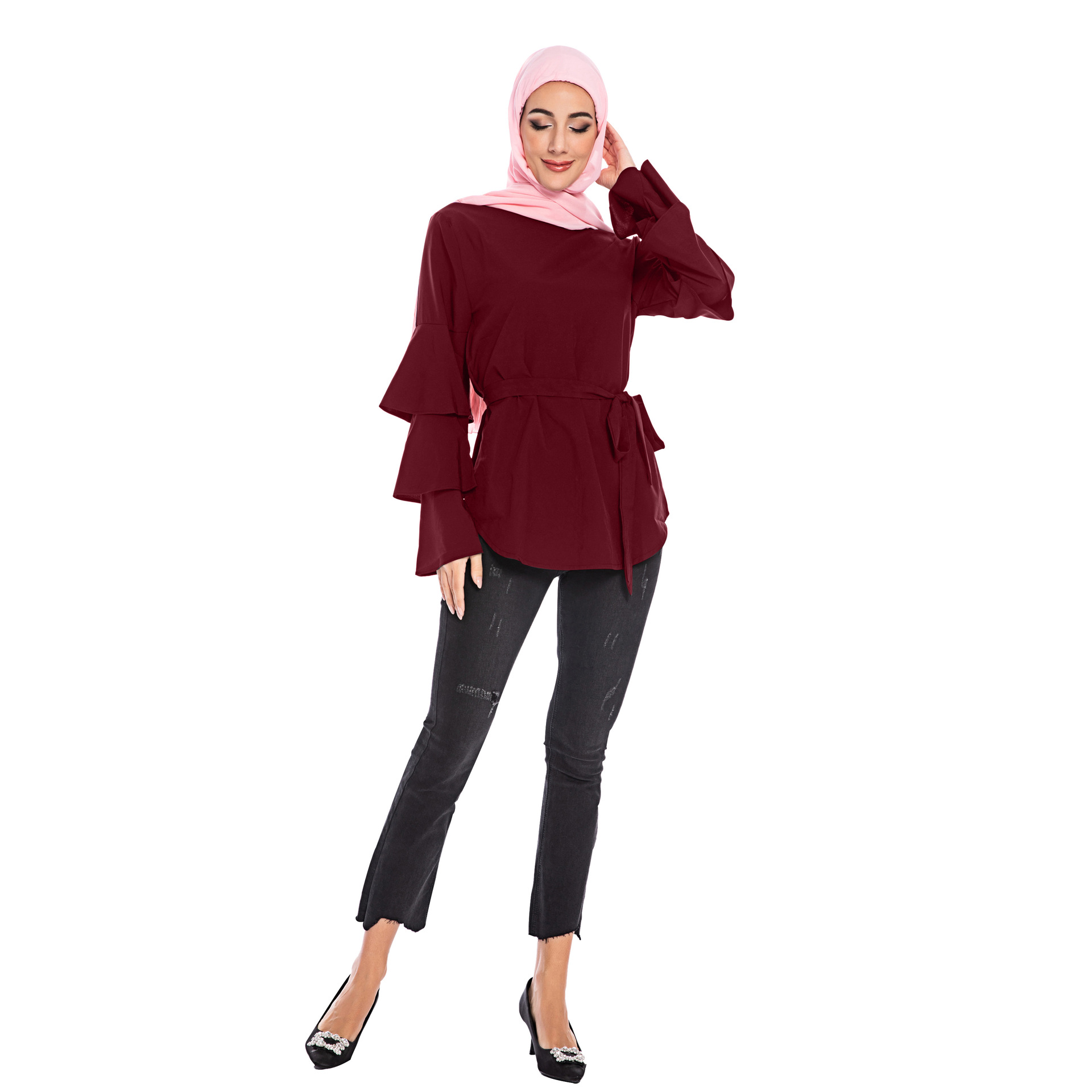 新款实拍中东女装长袍宽松中东土耳其连衣裙现货大码上衣 2028