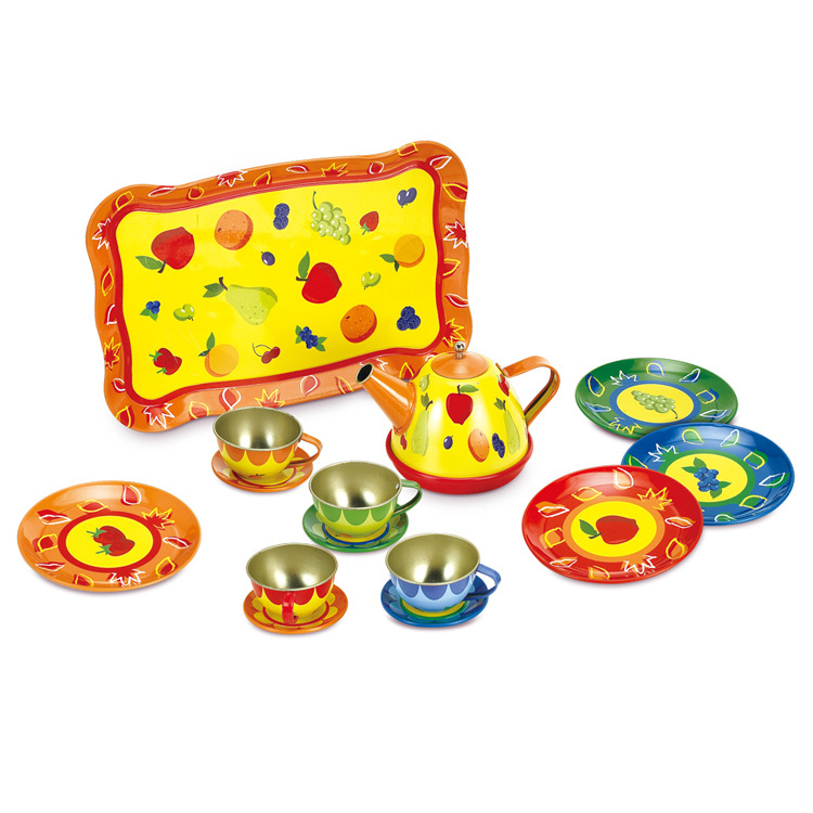 爆款过家家马口铁茶茶壶茶具套装 女孩男孩下午茶游戏玩具