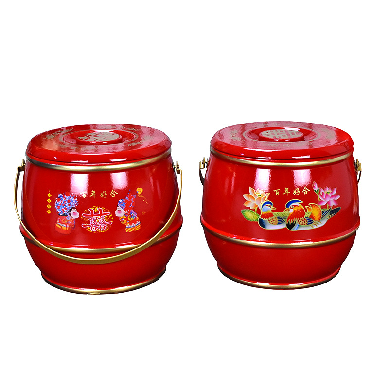 Spot Goods Children's Bucket Wedding Supplies Colorful Children's Bucket Wedding Dowry Decoration Wooden Red Children's Bucket Manufacturer