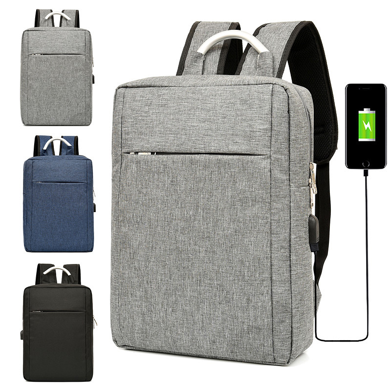 New Simple Computer Bag Business Metal Portable Men's and Women's 14-Inch Laptop Solid Color Backpack