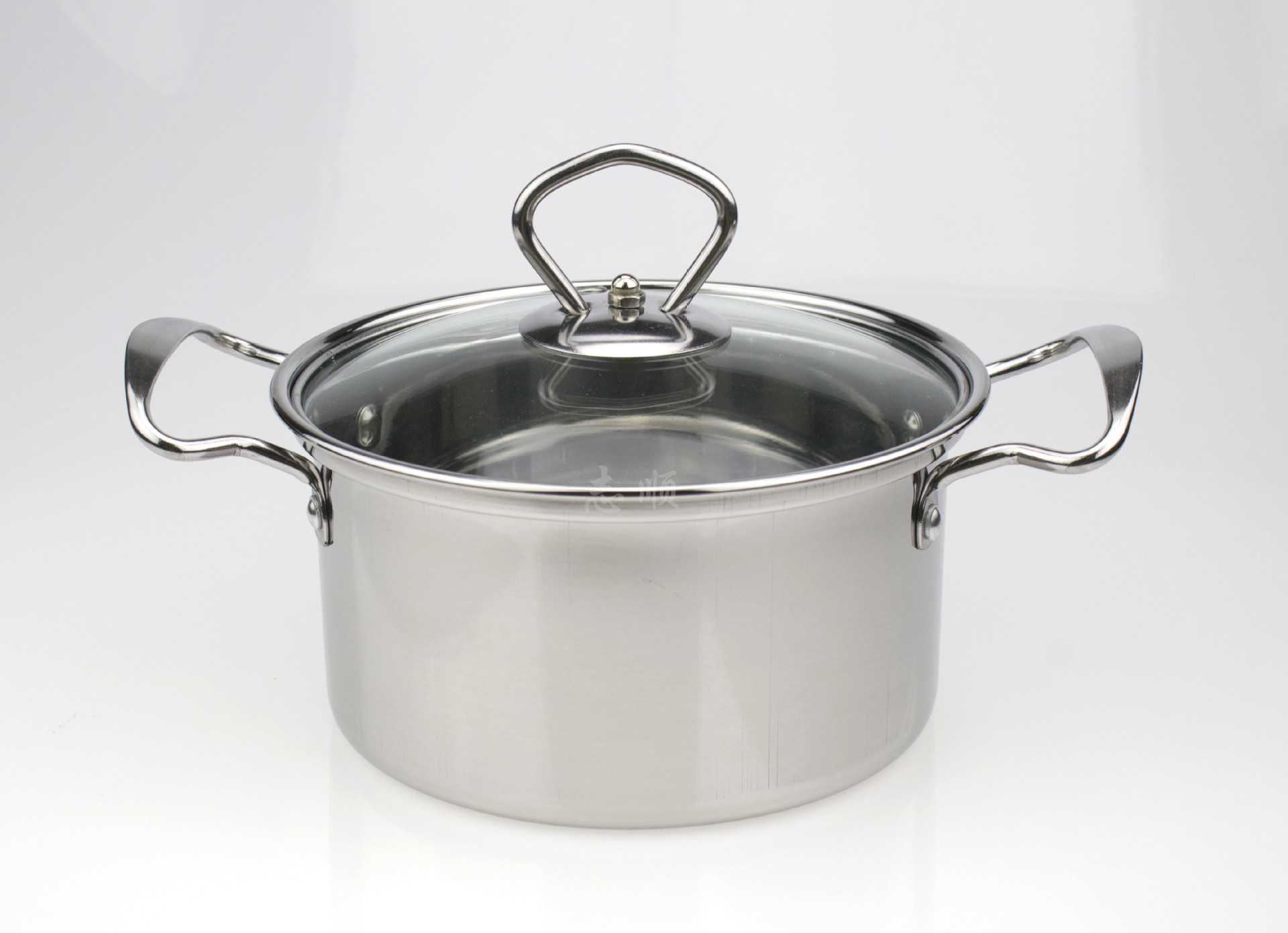 不锈钢双耳直角汤锅 欧式直角涮涮锅 加厚单人小火锅煮锅16cm18cm