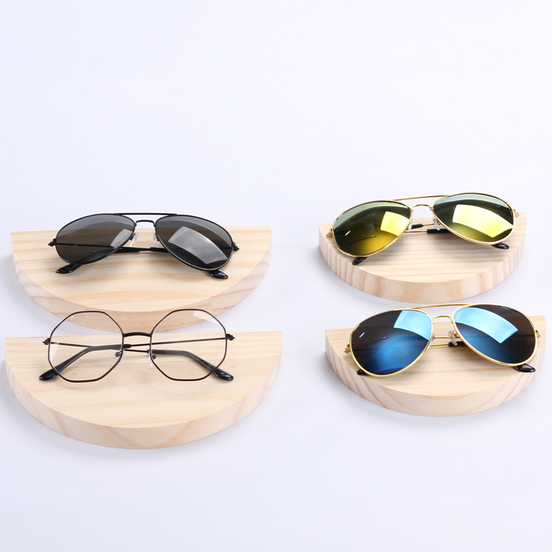 创意实木眼镜架眼镜店展示架货架陈列装饰摆放道具半圆形