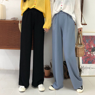 售价不低51秋冬阔腿裤女夏高腰垂感拖地裤cec裤子针织休闲裤女296