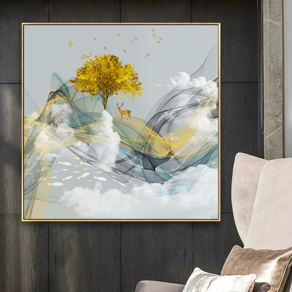 北欧现代清新抽象艺术餐厅装饰画创意艺术背景墙挂画