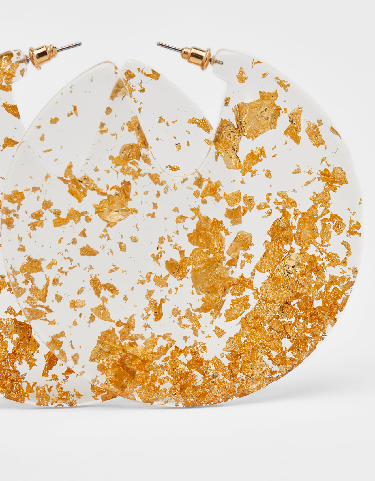 2019欧美新款个性金箔亚克力耳环女 醋酸板材超大透明圆形c型耳饰