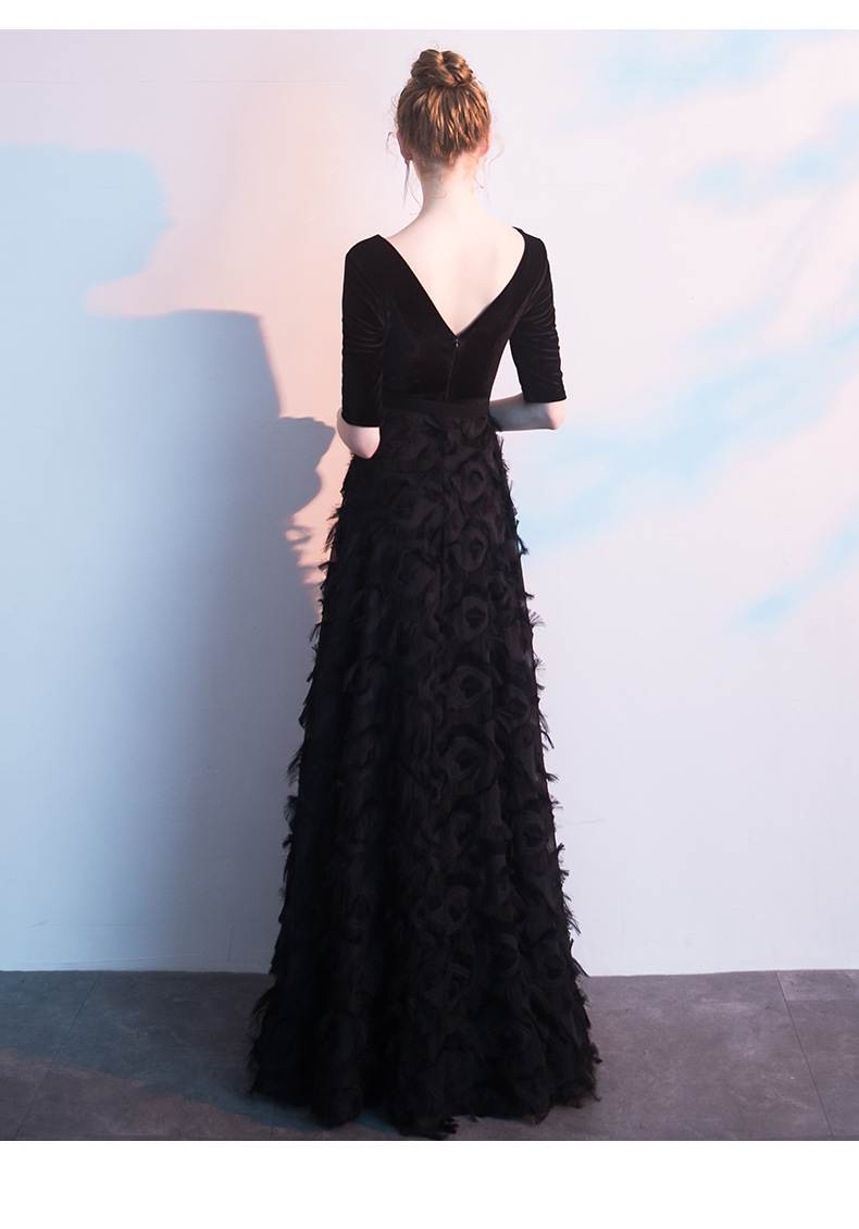 高贵优雅裙女2020新款夏季黑色晚礼服显瘦气质名媛纯色18-25周岁