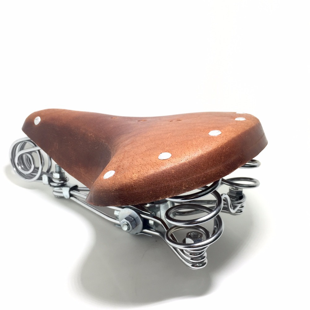 复古象鼻子真皮马鞍户外公路山地车皮座老式自行车鞍座马鞍配件