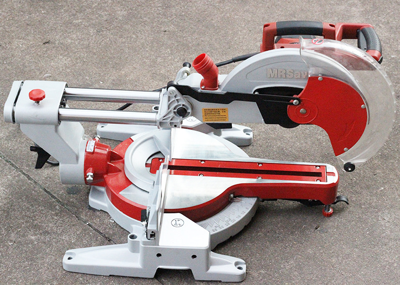 弘正93052工业级切割机12寸拉杆锯铝机双轨45度角斜切锯木工工具