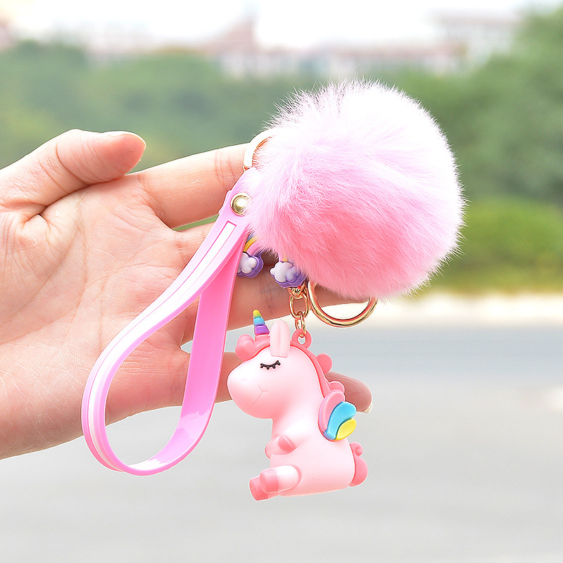 Autumn and Winter Cute Unicorn Plush Cartoon Doll Keychain Student Bag Key Ornament Creative Gifts Wholesale