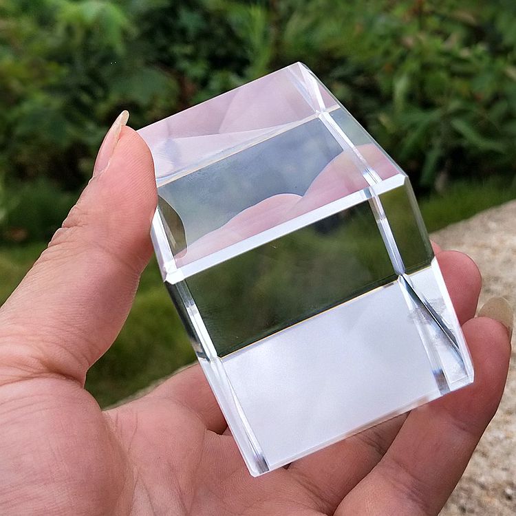 水晶立体玻璃长方体四方透明水晶柱白呸k9几何拍照装饰摄影道具