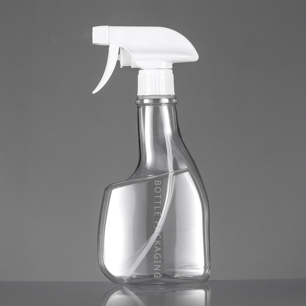 400ml 玻璃水油污清洁剂包装厂家 喷枪喷雾塑料扁瓶子pet透明喷壶