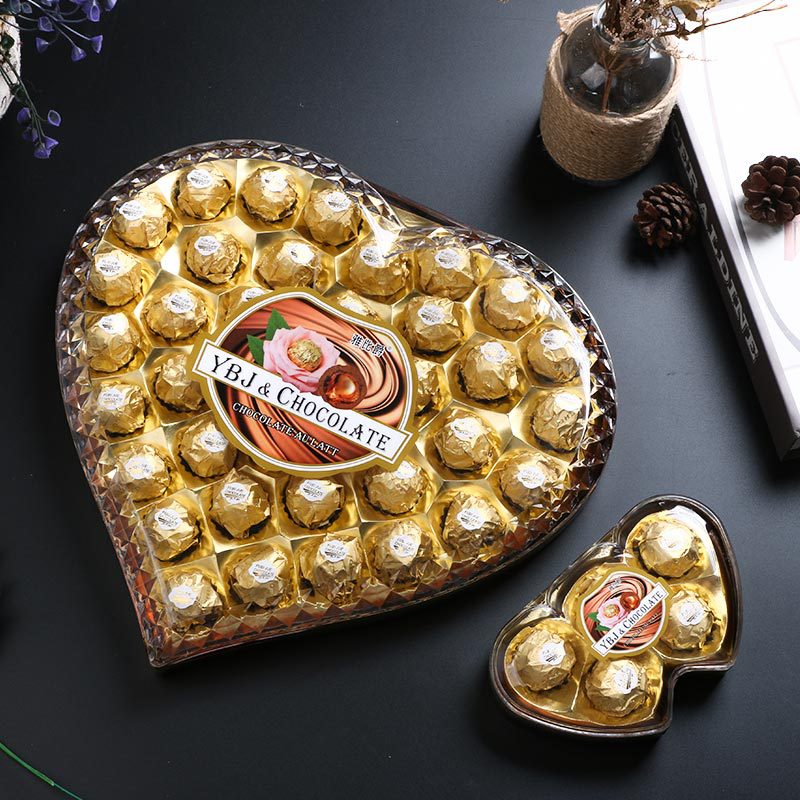 圣诞节七夕情人节爱心白巧克力爱心礼盒丝滑香醇坚果仁朱古力年货