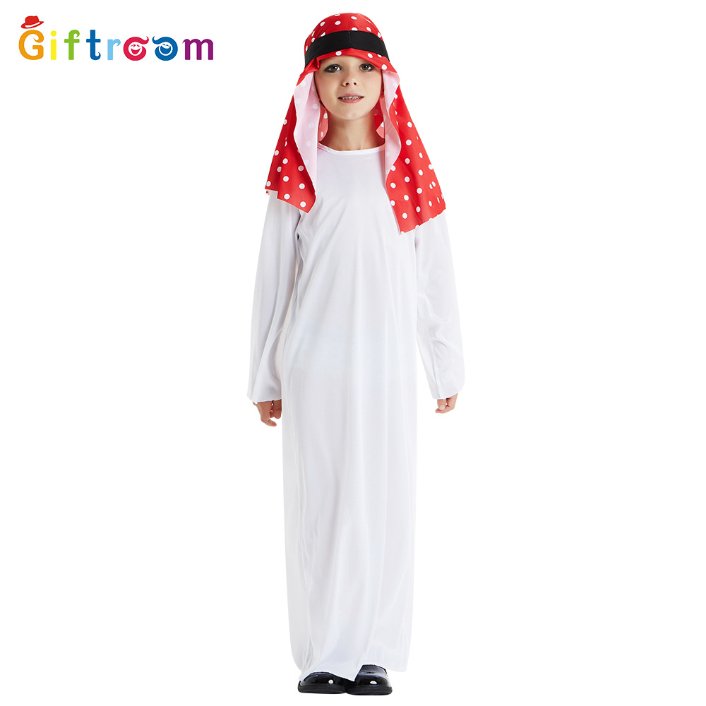 狂欢节中东酋长男童白红阿拉伯cosplay服装派对服饰话剧舞台表演