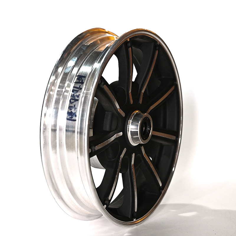 厂家直销踏板车前后轮毂摩托车钢圈电动车轮毂10寸2.15宽鼓刹铝轮