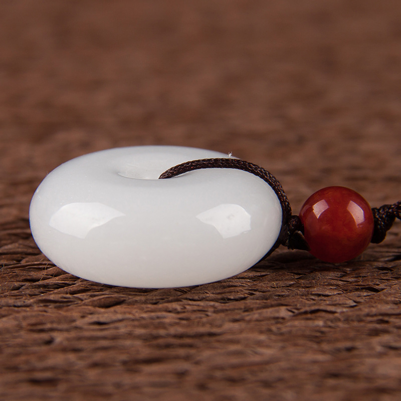 翡翠石英岩玉石平安扣玉坠 男女款怀古玉石挂件 石英岩玉钱吊坠