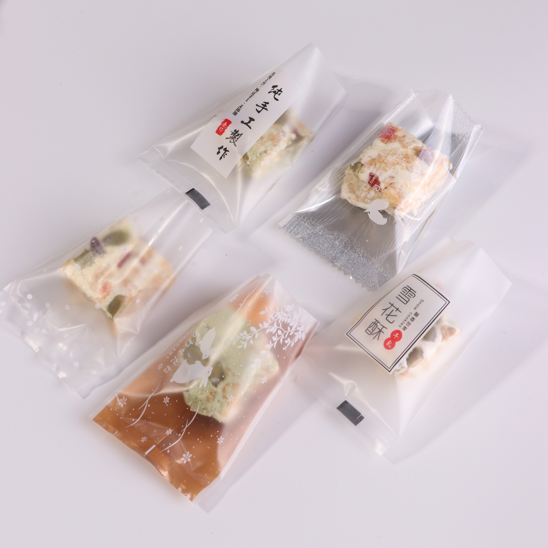 加厚半透明复合材料包装袋 食品包装烘焙蛋黄酥牛轧饼机封袋