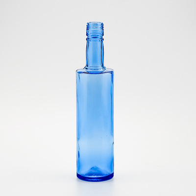 厂家批发250ml圆柱螺丝口浅蓝色透明玻璃瓶 半斤装白酒瓶饮料水瓶