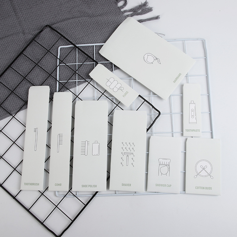 星级酒店一次洗漱用品外包装环保可降解石头纸袋子自封口可定制