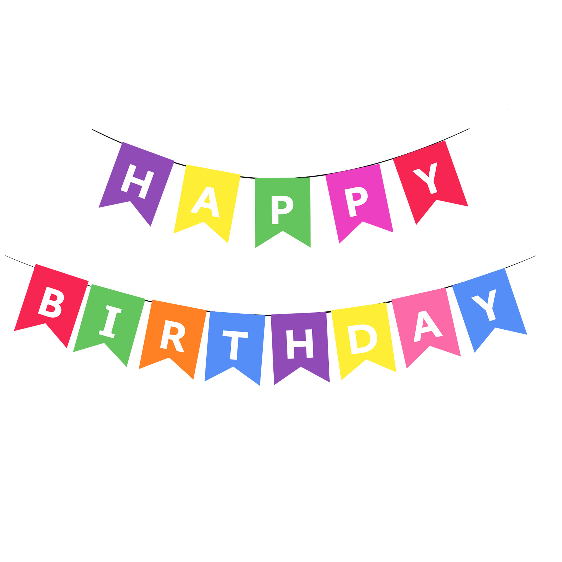 彩色纸质happy birthday生日横幅鱼尾拉旗生日派对场景装饰用品