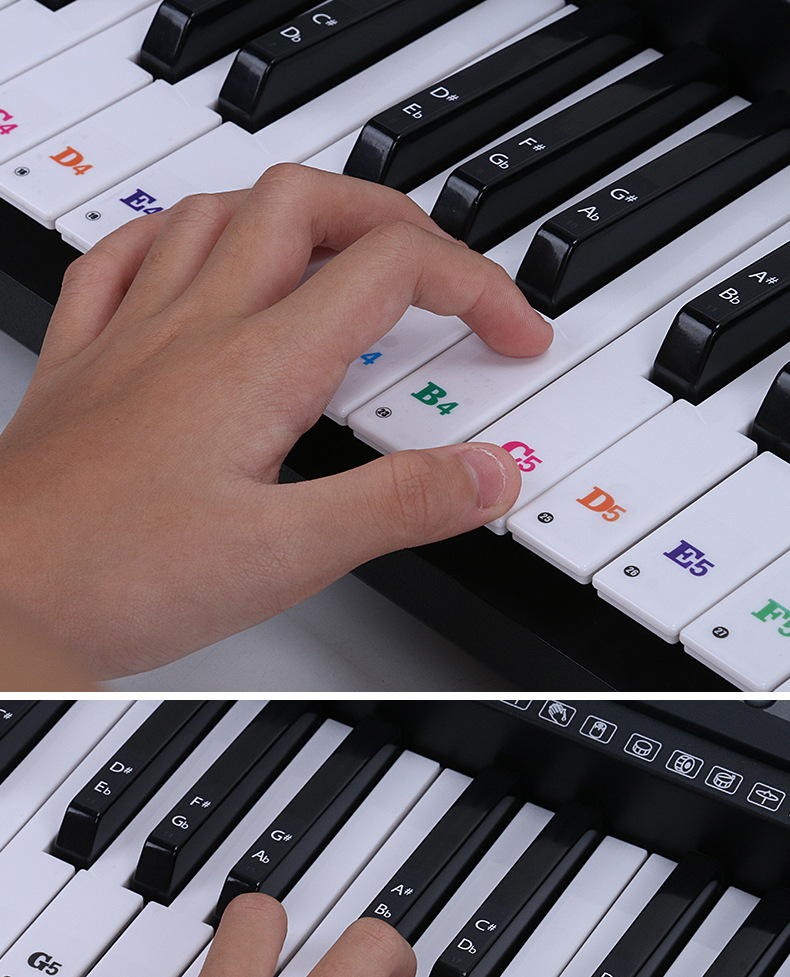 88键61键54键电子琴键盘贴钢琴键盘贴纸五线谱简谱音符键位贴数字