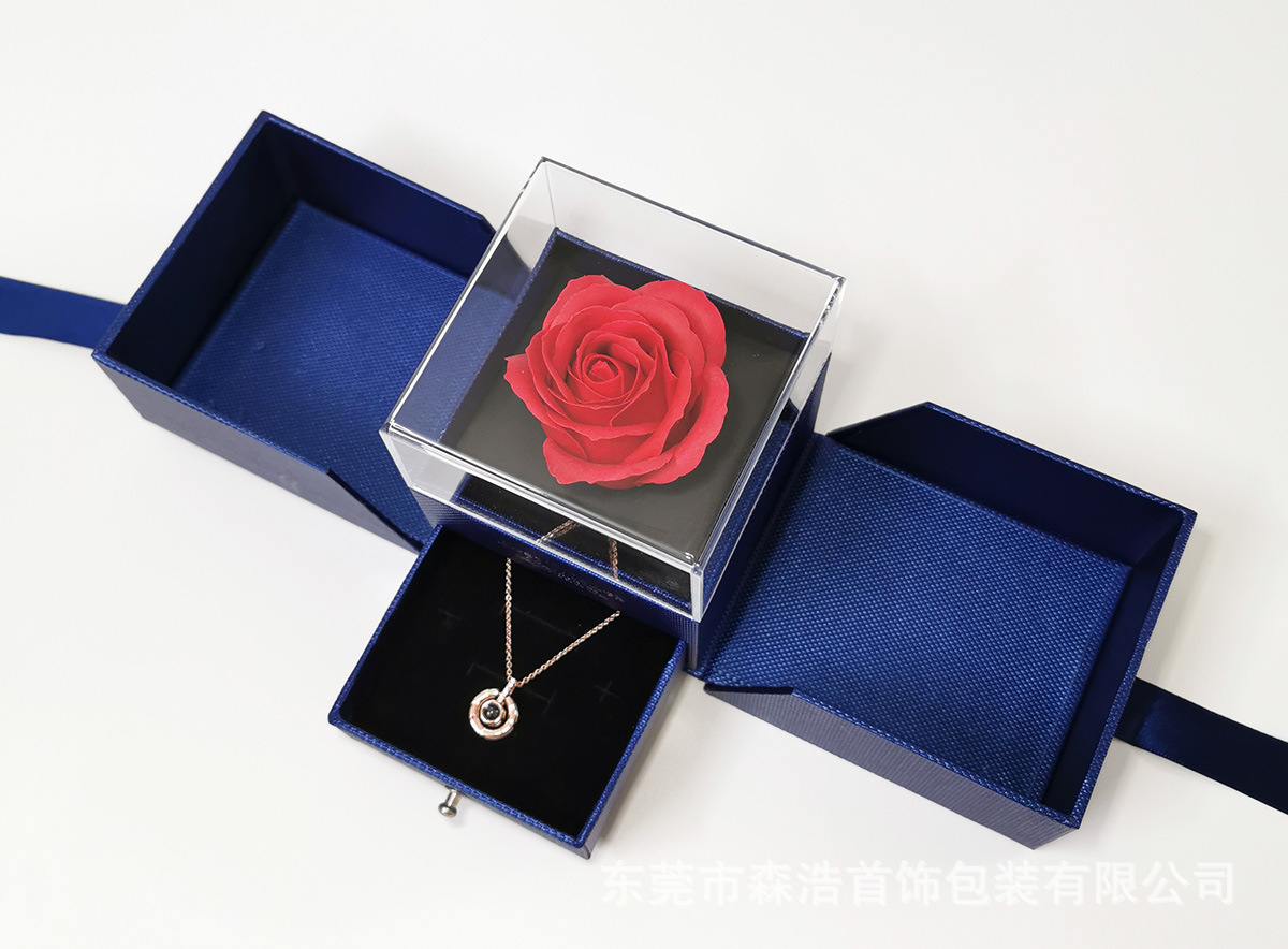 Rose Gift Box Jewelry Box Single Flower Preserved Fresh Flower Jewelry Box Ring Necklace Box Lipstick Box