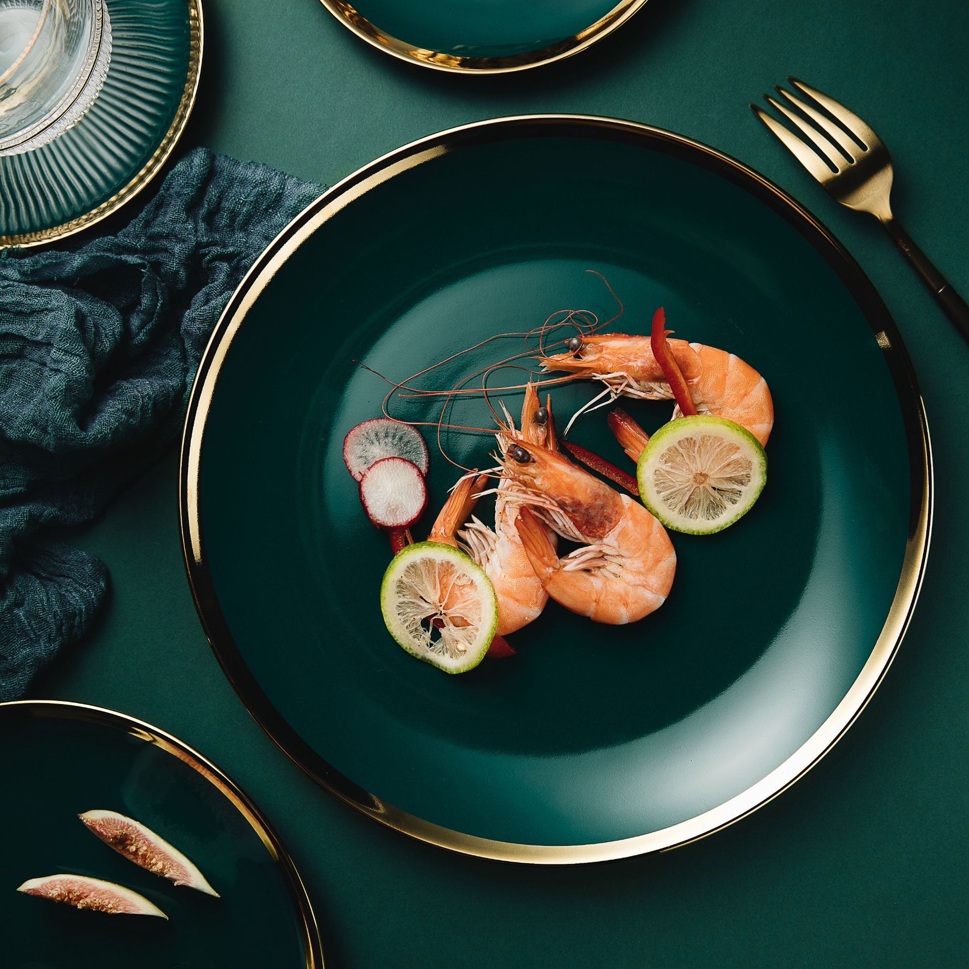 陶瓷餐具金边西餐牛排盘子陶瓷餐盘圆盘浅盘平盘菜盘家用定制logo