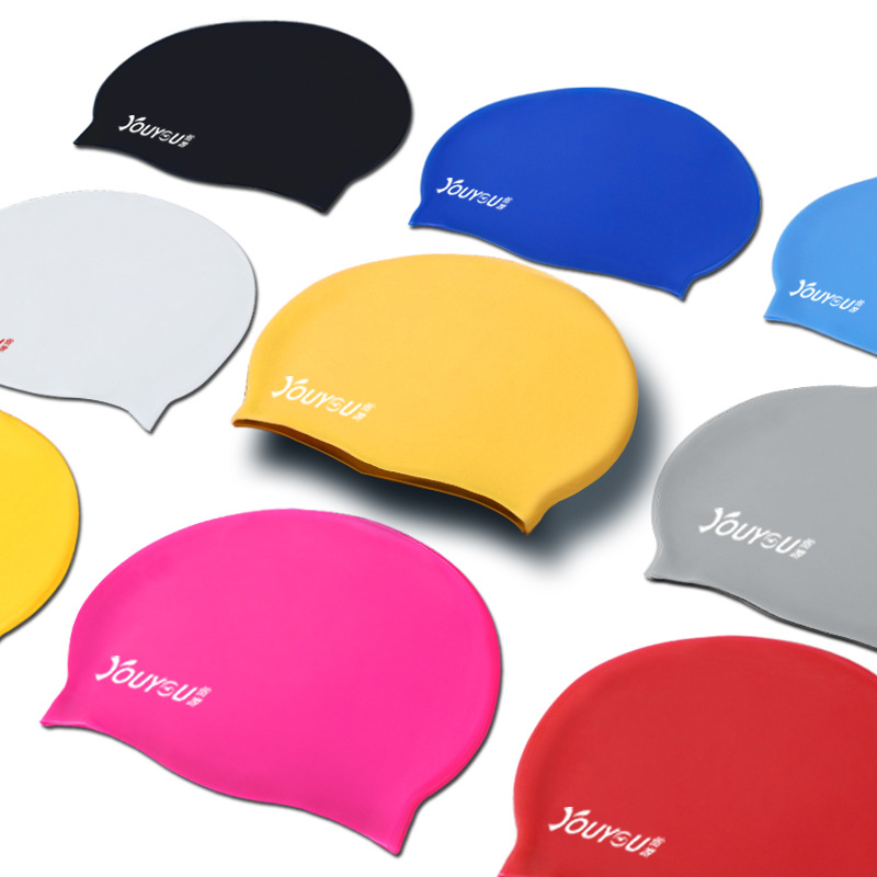 Youyou Swimming Silica Gel Cap Men and Women Adult Waterproof and Comfortable Professional Pu Silicone Swimming Cap Equipment Set Long Hair Not-Too-Tight