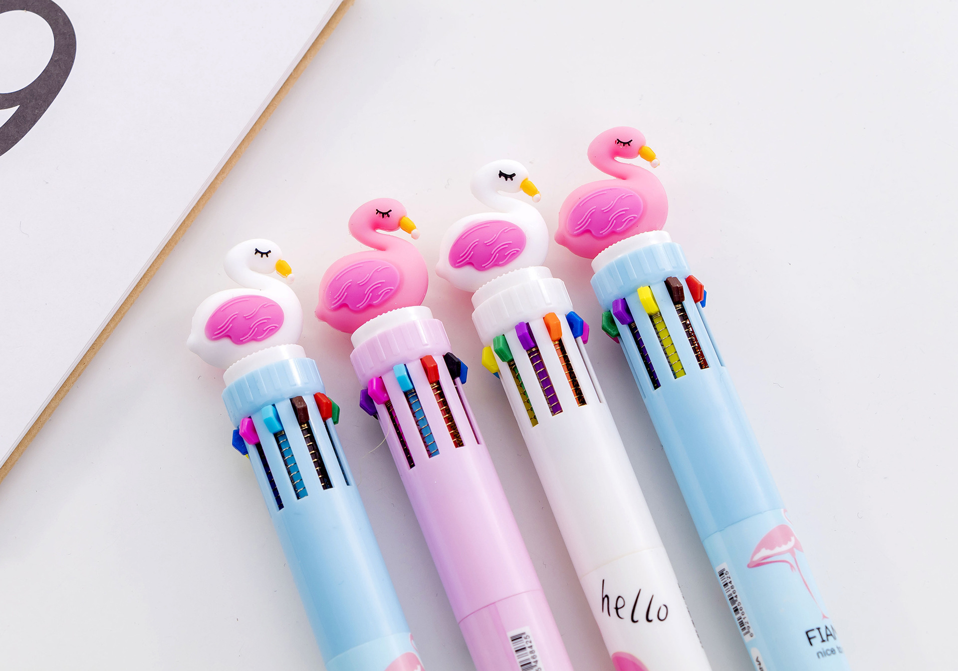 g火烈鸟独角兽恐龙卡通头十色彩色圆珠笔涂鸦笔学生涂鸦笔0.025