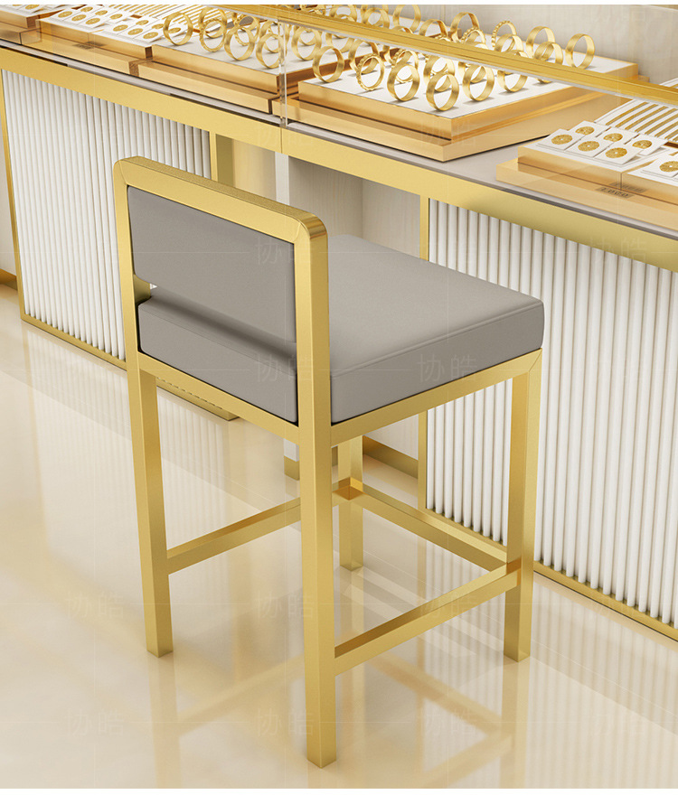 不锈钢吧台椅珠宝店椅子前台收银台靠背高脚椅现代简约吧台凳
