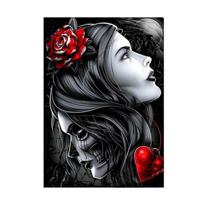 亚马逊速卖通钻石画新款外贸热销爆款骷髅女孩满钻圆钻钻石绣批发