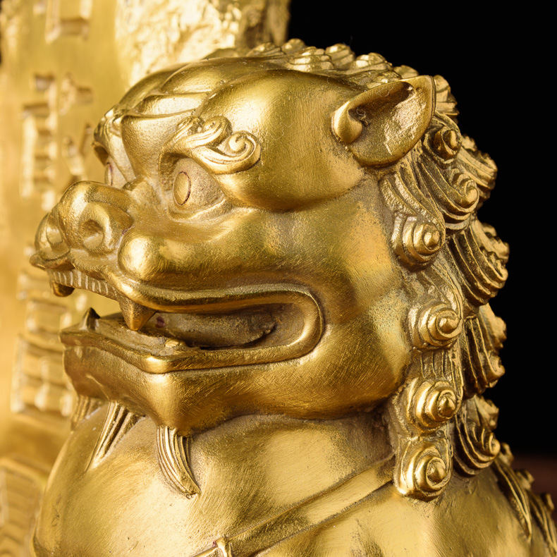 纯铜泰山石敢当补角吉祥物狮子摆件小号 石敢当摆件家居饰品