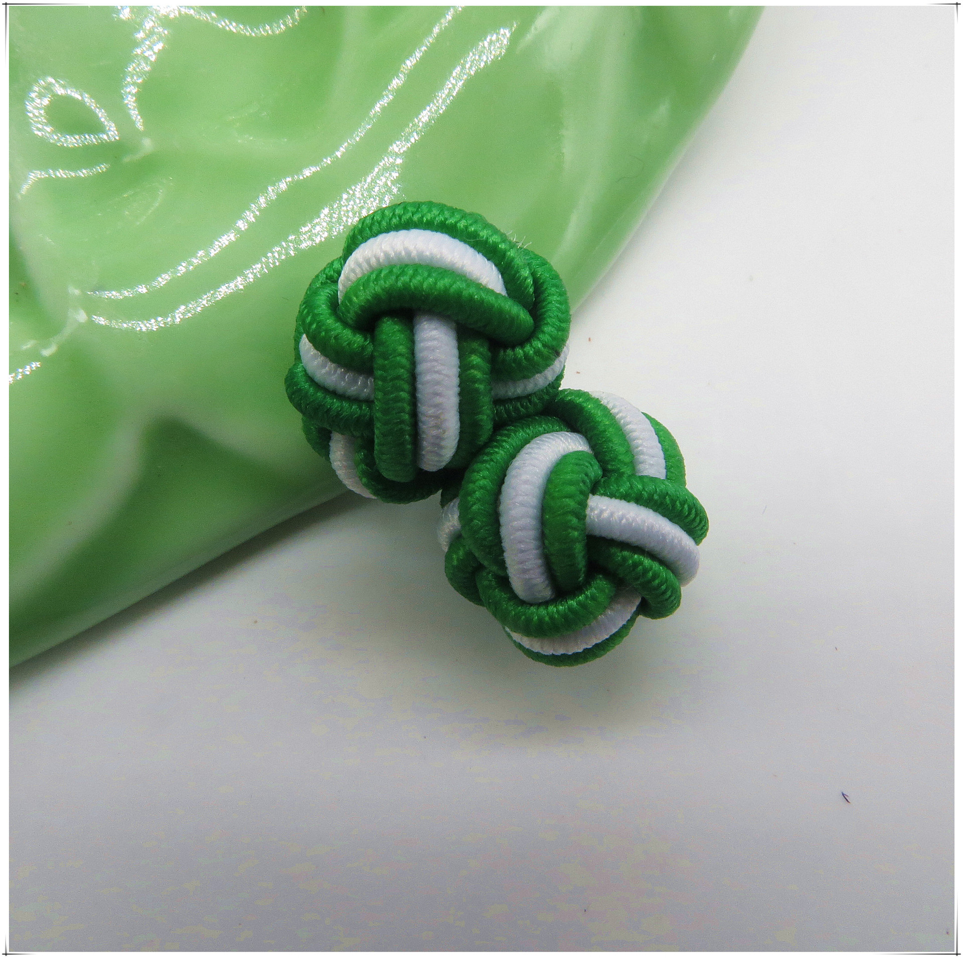 纯手工袖扣橡皮筋盘扣传统中国结编织绳扣波子两色双球松紧扣