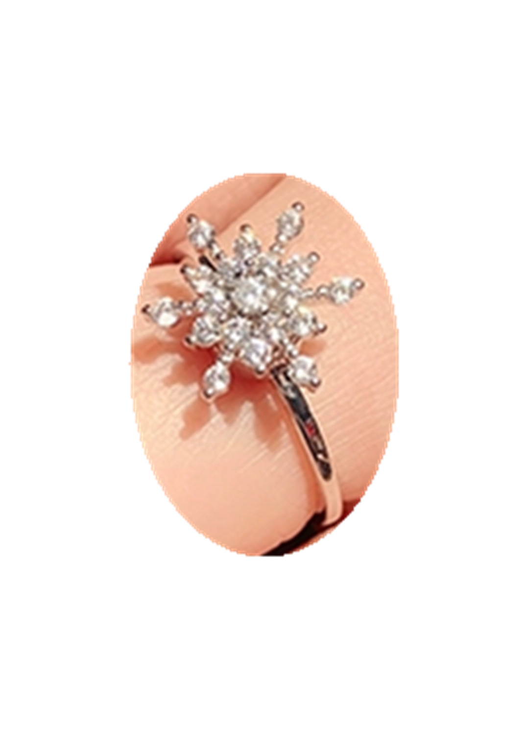 thegreenparty 网红旋转戒指转动食指戒抖音圣诞爆款简约雪花戒指