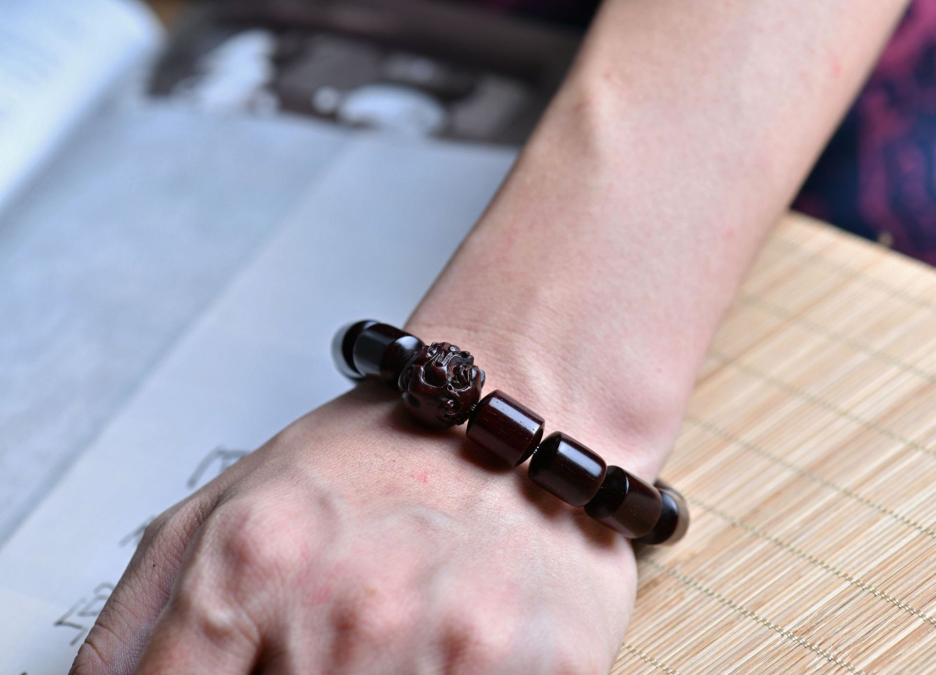 印度小叶紫檀佛珠手串15mm桶珠手串批发小叶紫檀创意佛珠文玩手串