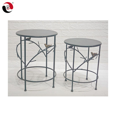 北欧金属茶几组合ins风轻奢简约现代小户型客厅套二铁艺圆形桌子