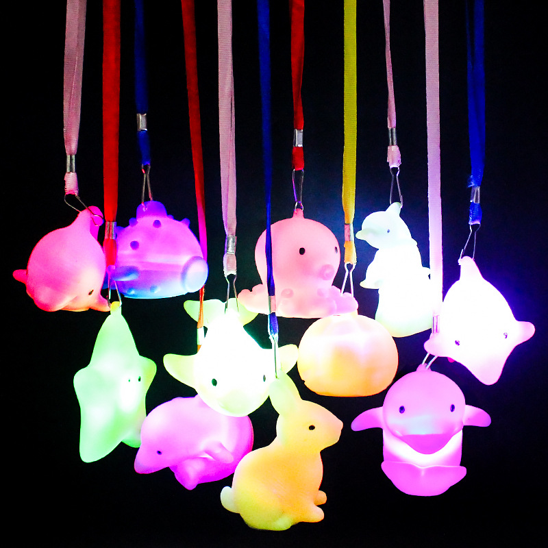 new large lanyard small night lamp with rope dolphin small night lamp light-emitting toy micro-commerce push and sweep