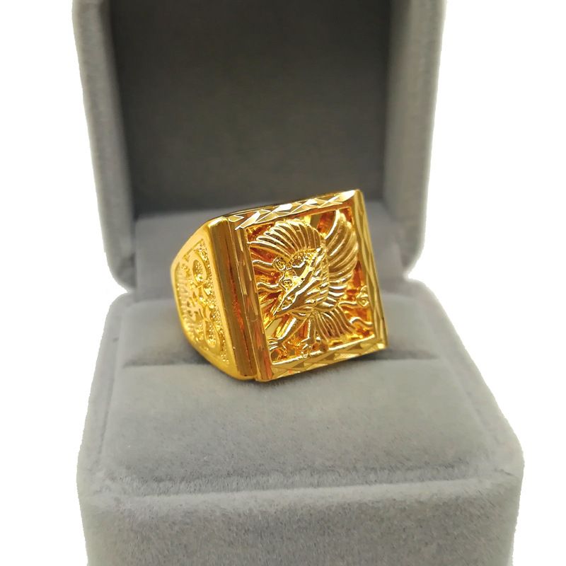 【名称 】男士老鹰戒指 【材质】纯黄铜镀真金 【颜色】黄金本色