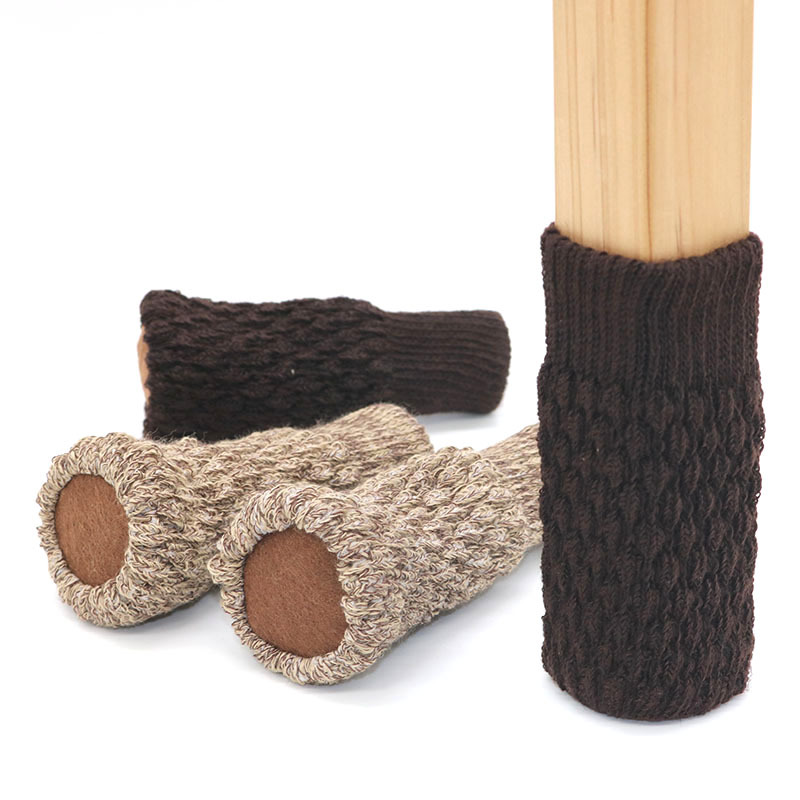 Knitted Chair Feet Gloves Leg Warmer Stool Leg Pads Double-Layer Thickened Mute Chair Leg Cap Stool Leg Cover Coffee Table Sofa Foot Cover