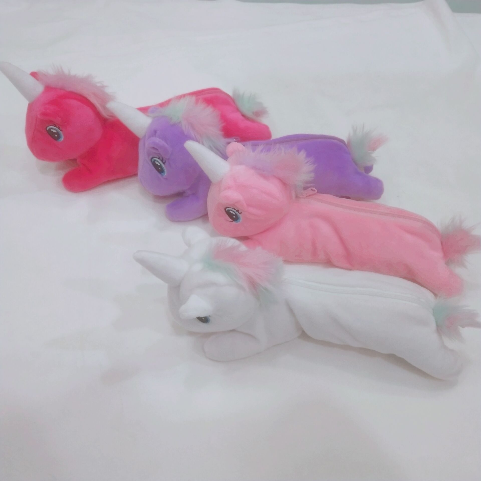 Unicorn Plush Pencil Bag Creative Children Animal Zipper Stationery Bag Multifunctional Cartoon Animation Pencil Case