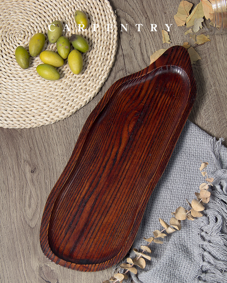 日式 树叶形木盘木碟 菜碟家用点心托盘蛋糕盘子茶盘木质托盘创意